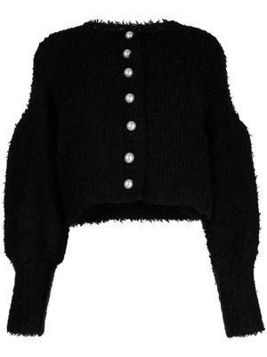 CRUSH CASHMERE round-neck knitted cardigan - Black