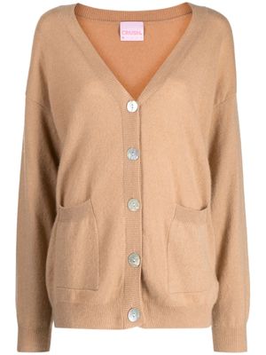 CRUSH CASHMERE V-neck cashmere cardigan - Brown