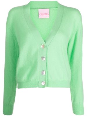 CRUSH CASHMERE V-neck knitted cashmere cardigan - Green