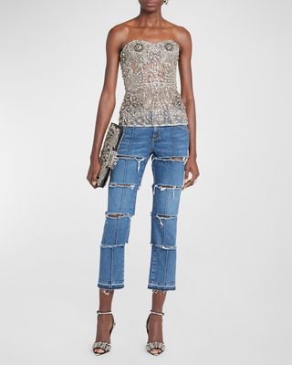 Crystal and Beaded Embellished Corset Top