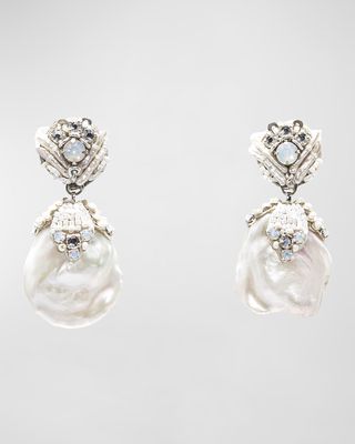 Crystal and Mother-of-Pearl Embellished Baroque Pearl Earrings