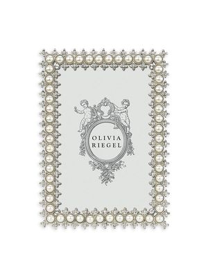 Crystal & Pearl Silvertone Picture Frame - Silver - Size 4 x 6 - Silver - Size 4 x 6