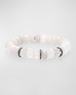 Crystal Bead Bracelet with 3 Diamond Rondelles