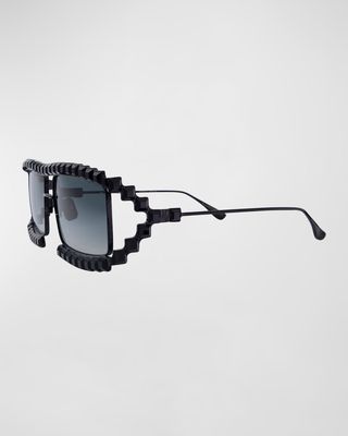 Crystal Boo Black Titanium Aviator Sunglasses