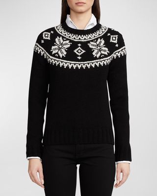Crystal Embellished Fair Isle Cashmere Sweater