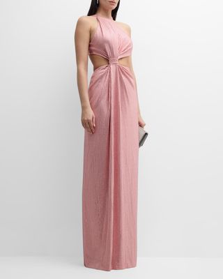 Crystal-Embellished Gown with Knot Detail