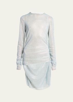 Crystal-Embellished Knit Mini Dress