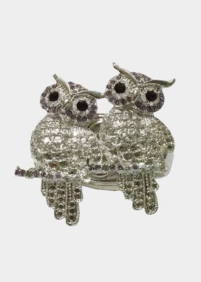 Crystal-Embellished Owl Napkin Rings, Set of 4