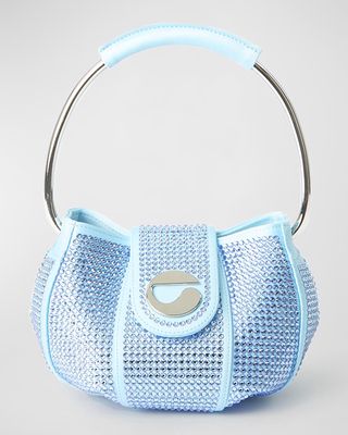 Crystal-Embellished Ring Top-Handle Bag
