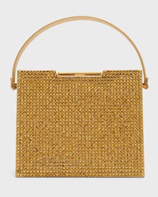 Crystal-Embellished Satin Top-Handle Bag