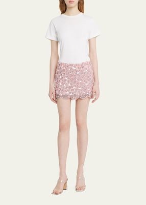 Crystal Embroidered Mini Skirt