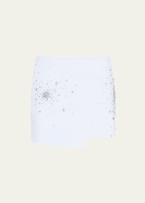 Crystal Embroidered Mini Wrap Skirt