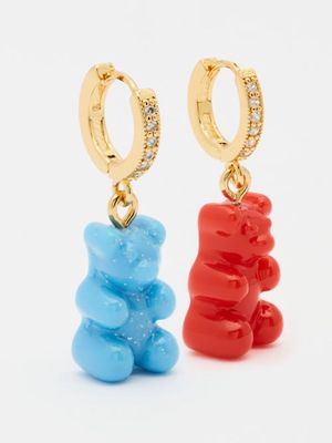 Crystal Haze - Nostalgia Bear 18kt Gold-plated Earring Set - Womens - Multi