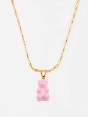 Crystal Haze - Nostalgia Bear 18kt Gold-plated Necklace - Womens - Pink Multi