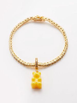 Crystal Haze - Nostalgia Bear Crystal & 18kt Gold-plated Bracelet - Womens - Yellow Multi