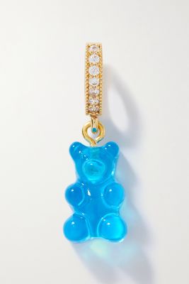 Crystal Haze - Nostalgia Bear Gold-plated, Resin And Cubic Zirconia Pendant - Blue