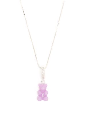 Crystal Haze Nostalgia bear-motif necklace - Purple