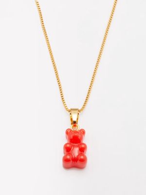 Crystal Haze - Nostalgia Bear Resin & 18kt Gold-plated Necklace - Womens - Orange Multi