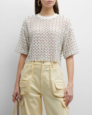 Crystal Macrame Lace Shirt