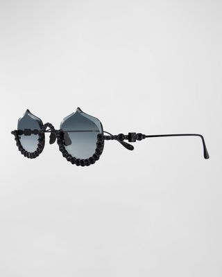 Crystal Meringue Crystal & Titanium Oval Sunglasses