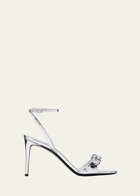 Crystal Metallic Ankle-Strap Sandals