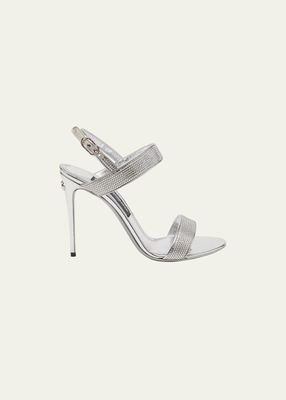 Crystal Metallic Slingback Stiletto Sandals