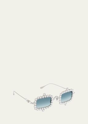 Crystal Mirage Titanium & Crystal Rectangle Sunglasses