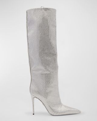 Crystal Stiletto Knee Boots