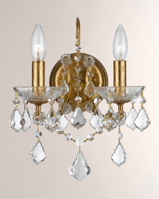 Crystorama Filmore Two-Light Elements Crystal Gold Sconce