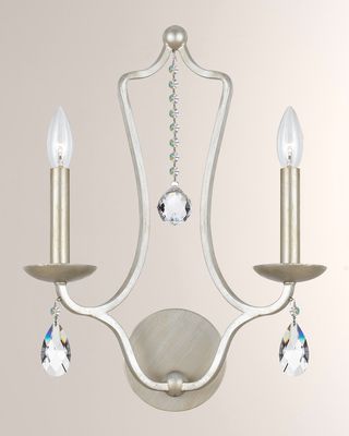 Crystorama Manning Two-Light Silver-Leaf Sconce