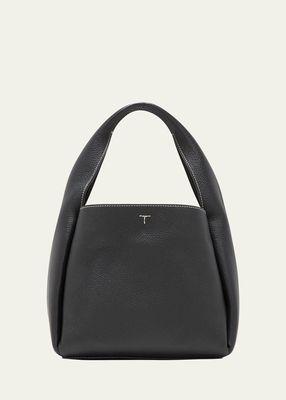 Cubic Pebbled Leather Bucket Bag
