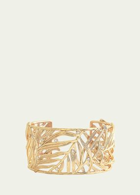 Cubic Zirconia Palm Leaves Cuff Bracelet