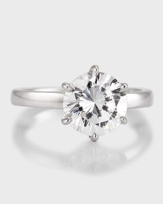 Cubic Zirconia Solitaire Ring in 6 Prong Basket