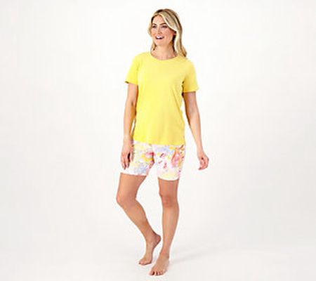 Cuddl Duds Cotton Core Scoop Tee and Shorts Pajama Set