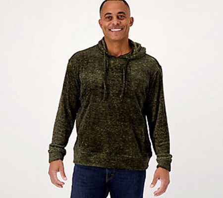 Cuddl Duds Men's Double Plush Velour Hooded Pullover