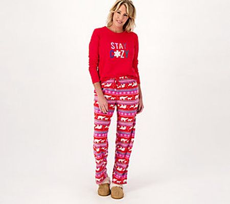 Cuddl Duds Women's Cotton Jersey & Microfleece Pajama Set