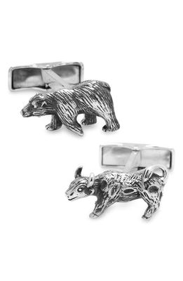 Cufflinks, Inc. Bull & Bear Sterling Silver Cuff Links in Silver Bear & Bull 