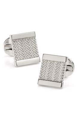 Cufflinks, Inc. Herringbone Cuff Links in Silver 