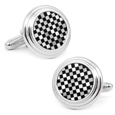 Cufflinks, Inc. Men's Onyx and Mother of Pearl Checker Stud Set in