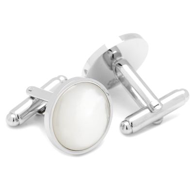 Cufflinks, Inc. Men's Silver and Mother of Pearl Cufflinks in