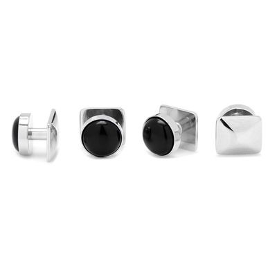Cufflinks, Inc. Men's Silver and Onyx Studs in