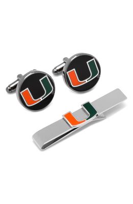 Cufflinks, Inc. NCAA Miami Hurricanes Cuff Links & Tie Bar in Black 