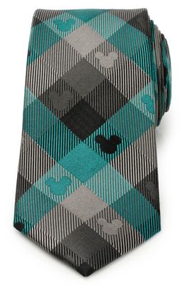 Cufflinks, Inc. x Disney Mickey Silhouette Plaid Silk Tie in Teal 