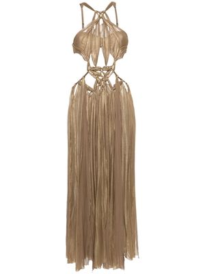Cult Gaia Alexa knot-detail silk gown - Brown