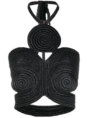Cult Gaia Archer crochet halterneck top - BLACK