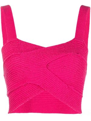 Cult Gaia Brieann knitted cropped top - Pink
