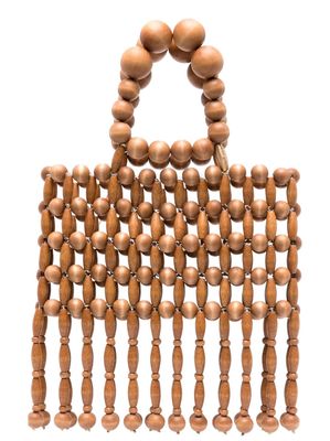 Cult Gaia Clara wooden beads tote bag - Brown