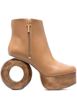 Cult Gaia cut-out heel 110mm ankle boots - Brown