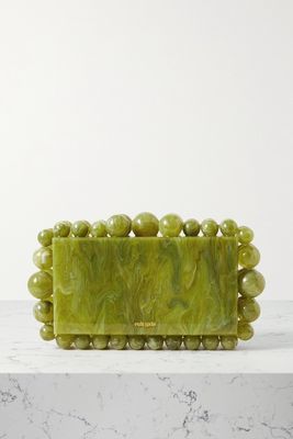 Cult Gaia - Eos Beaded Marbled Acrylic Clutch - Green