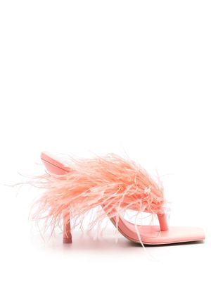 Cult Gaia feather-detail 115mm sandals - Pink